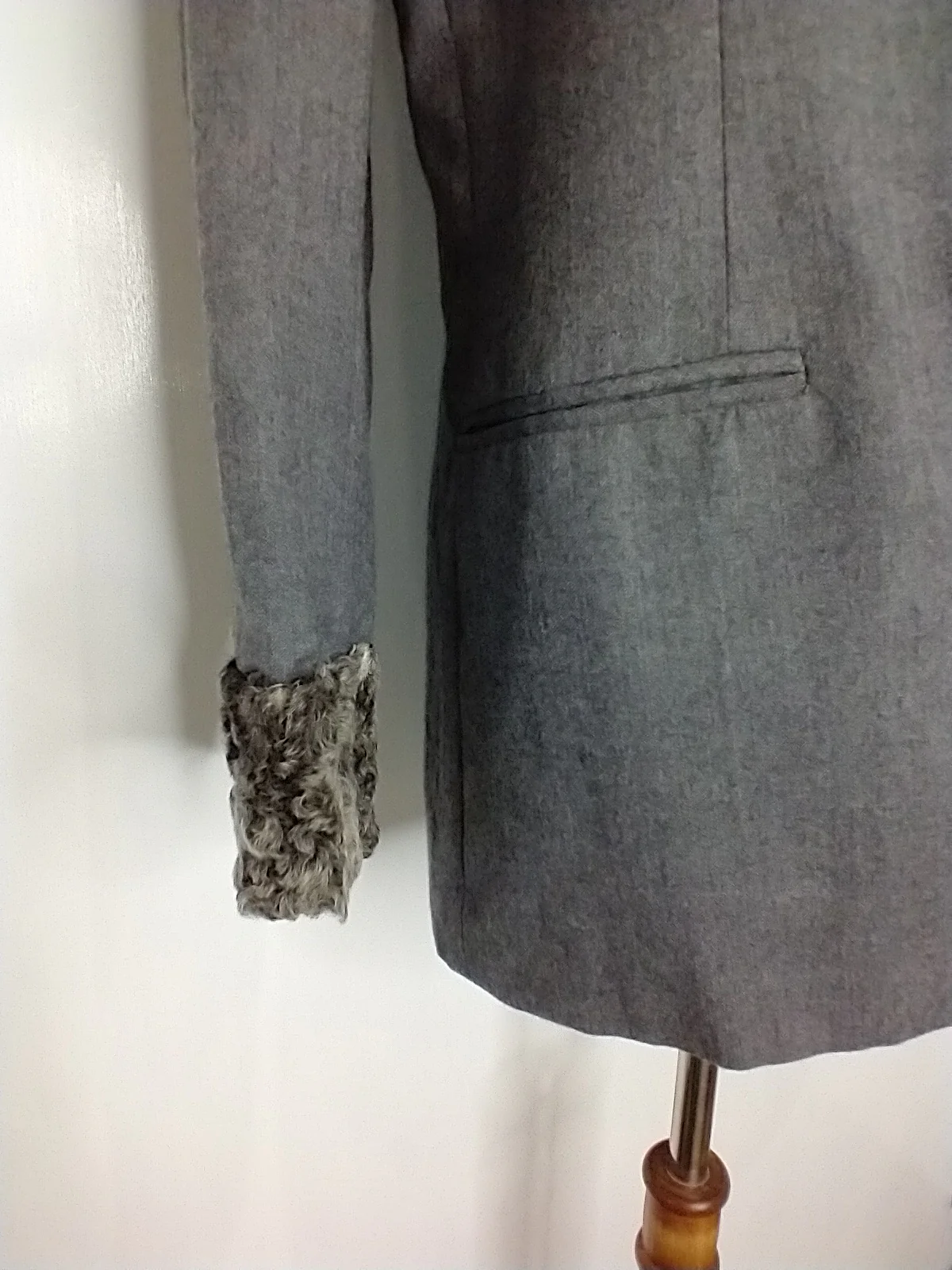 Charcoal Wool With Faux Fur Lapel And Cuffs By George Simonton - Image 9