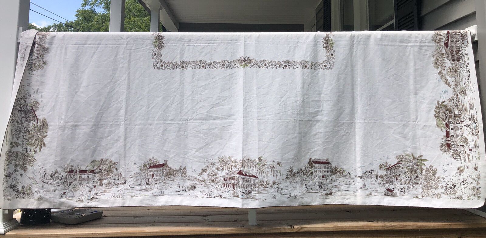 Charleston Sc Savannah Ga Historical Scenes Tablecloth Carriage Buggy Rides Home - Image 6