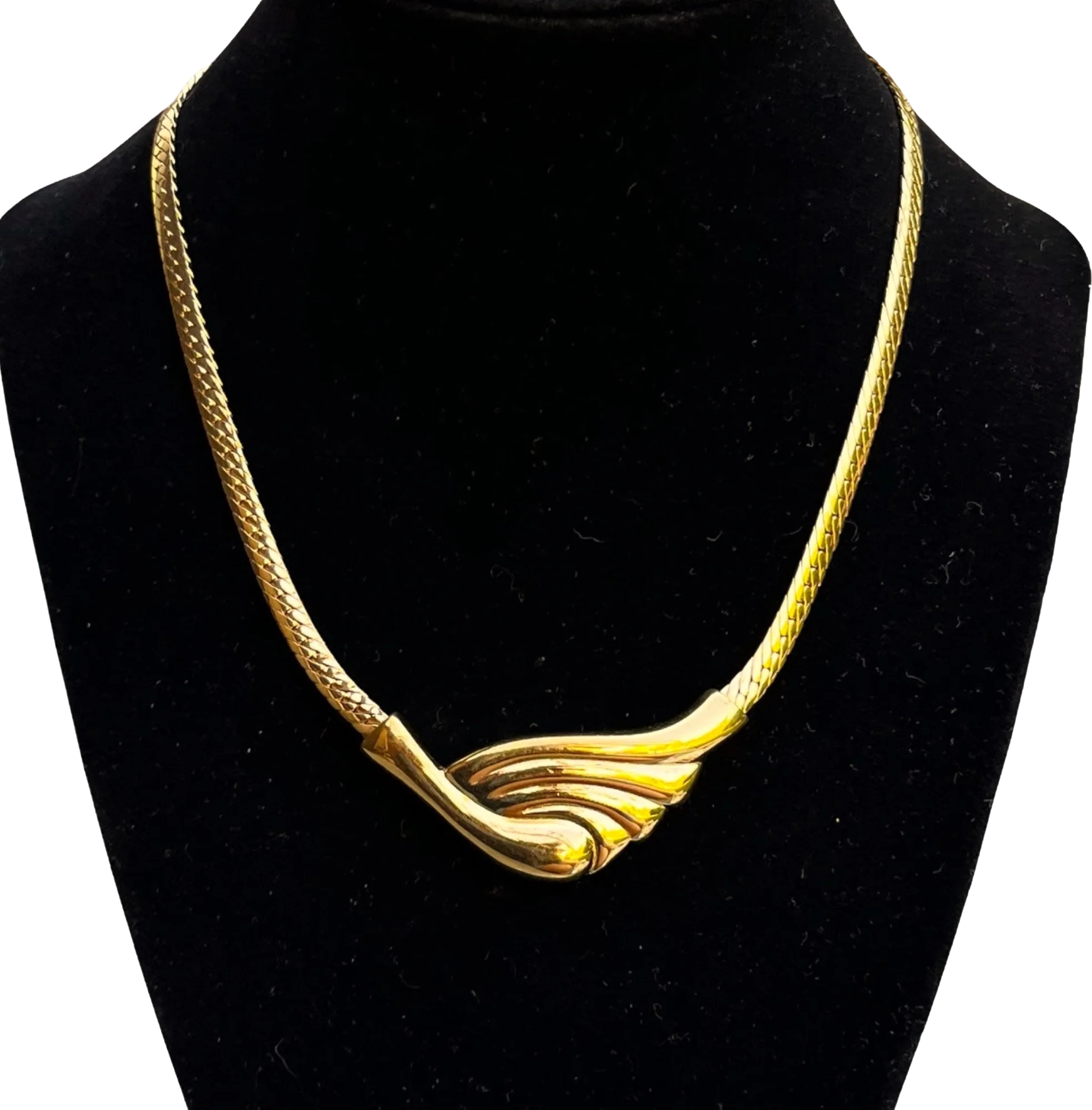 Charming Vintage Napier Gold Choker Necklace 80s 90s Runway Couture Chain Pendant Polished by Napier