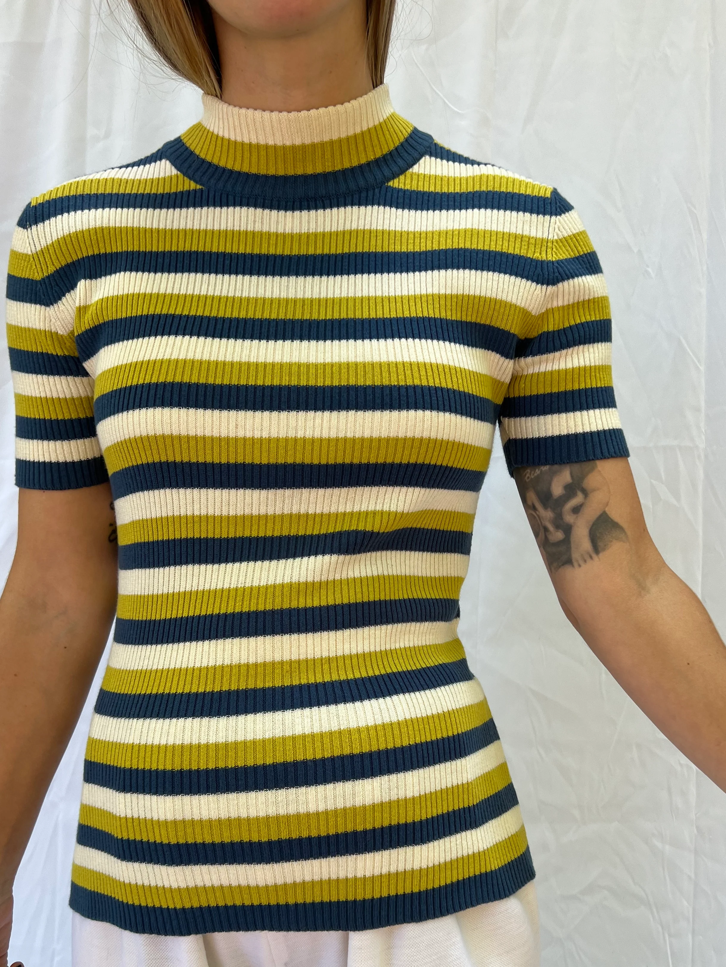 Chartreuse Striped Sweater Top - Image 2