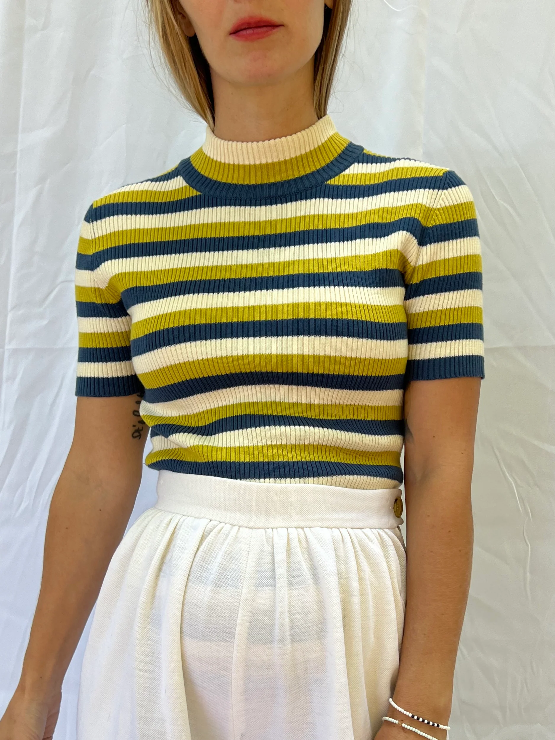 Chartreuse Striped Sweater Top - Image 3