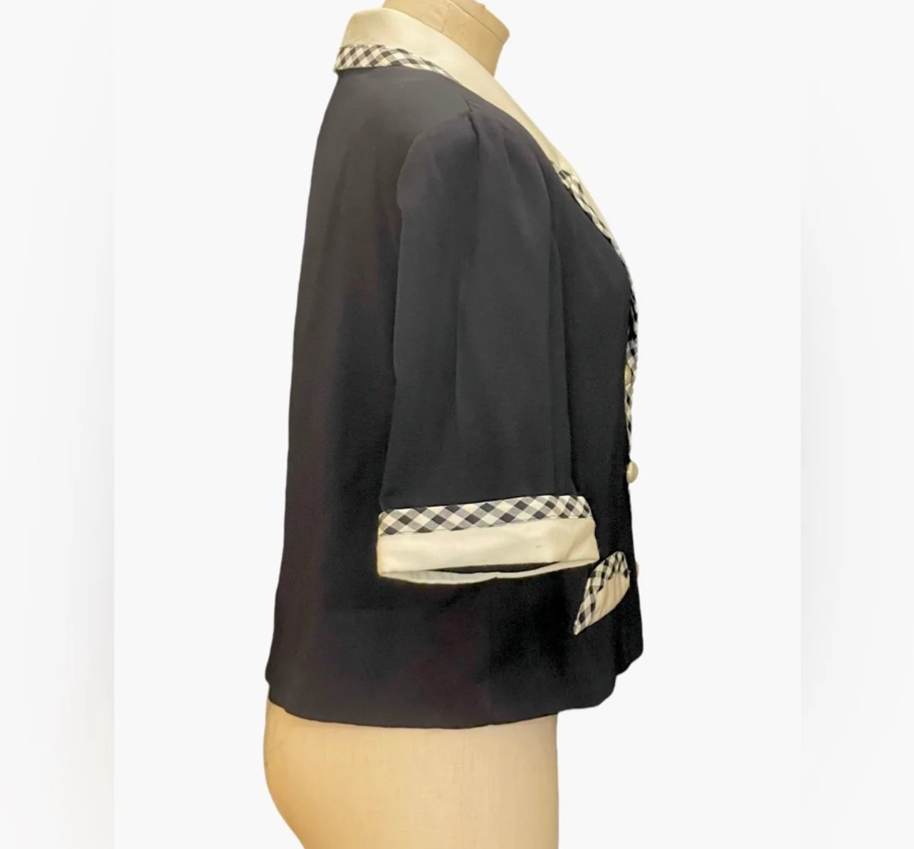 Checkered Cropped Jacket By Jeffrey & Dara by Linda Hutley - Image 3