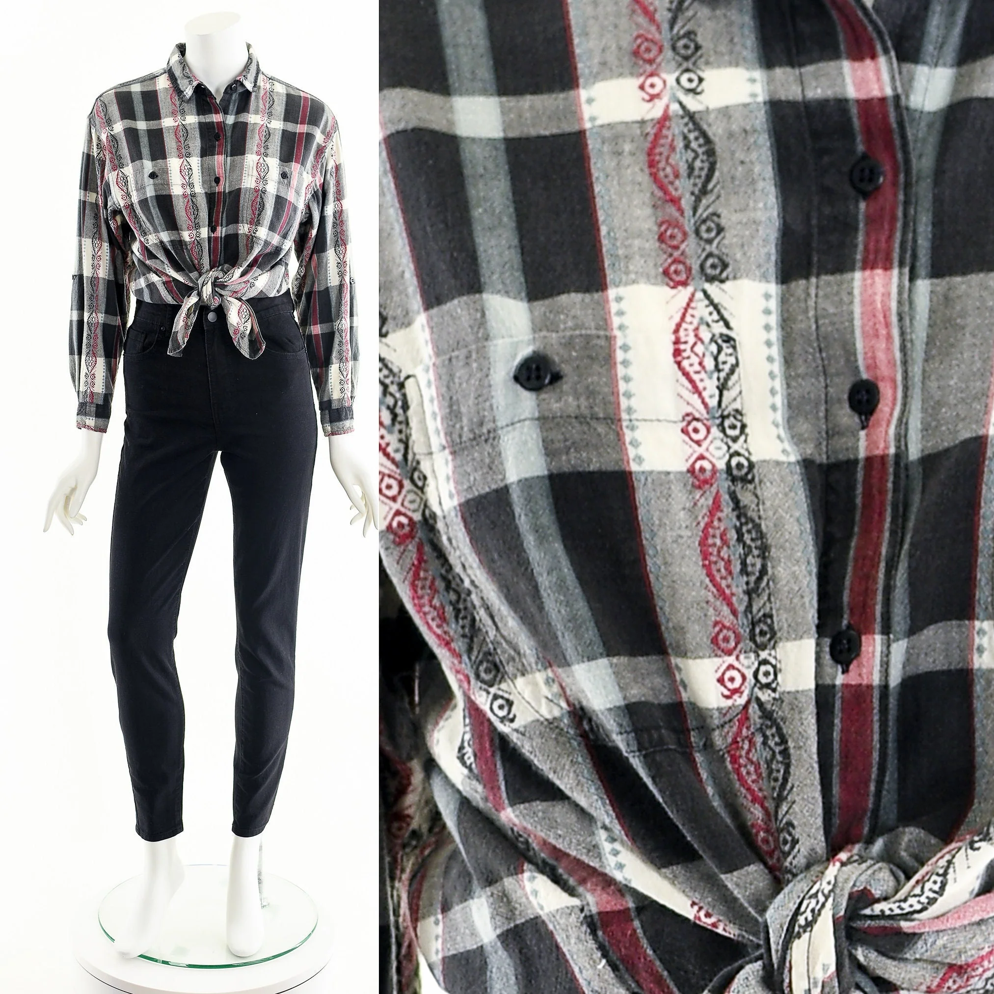 Checkered Plaid Woven Cotton Top by Casey and Max - Image 3