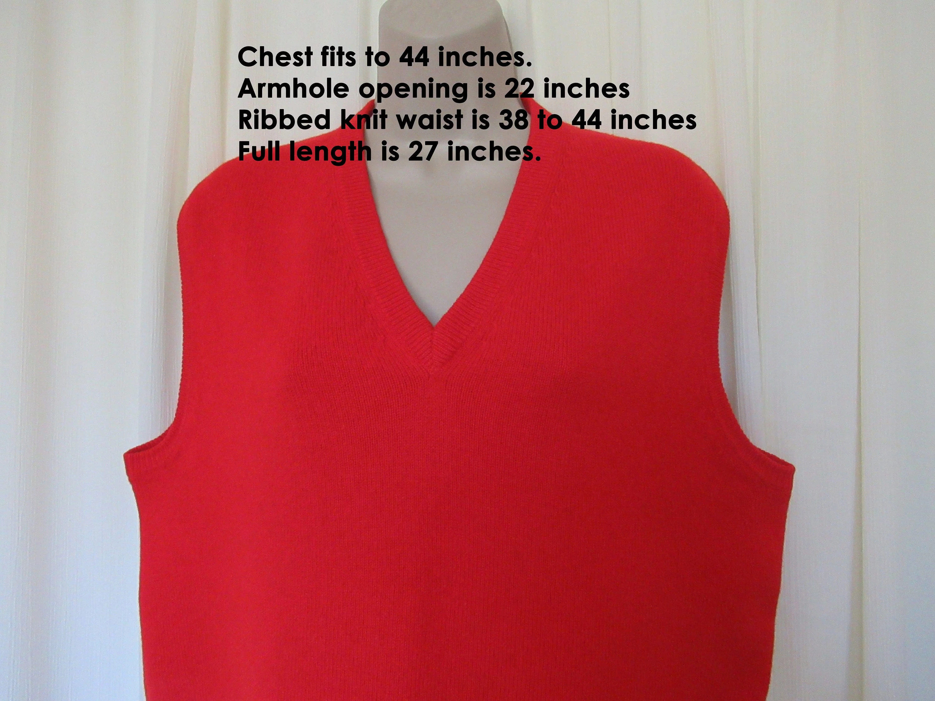 Chest Pullover Red Sweater Made In Dumfries Scotland Mark Shale Pure Lambs Wool Mcgeorge Sleeveless Pullover V-Neck Unisex Classic by Mark Shale - Image 4