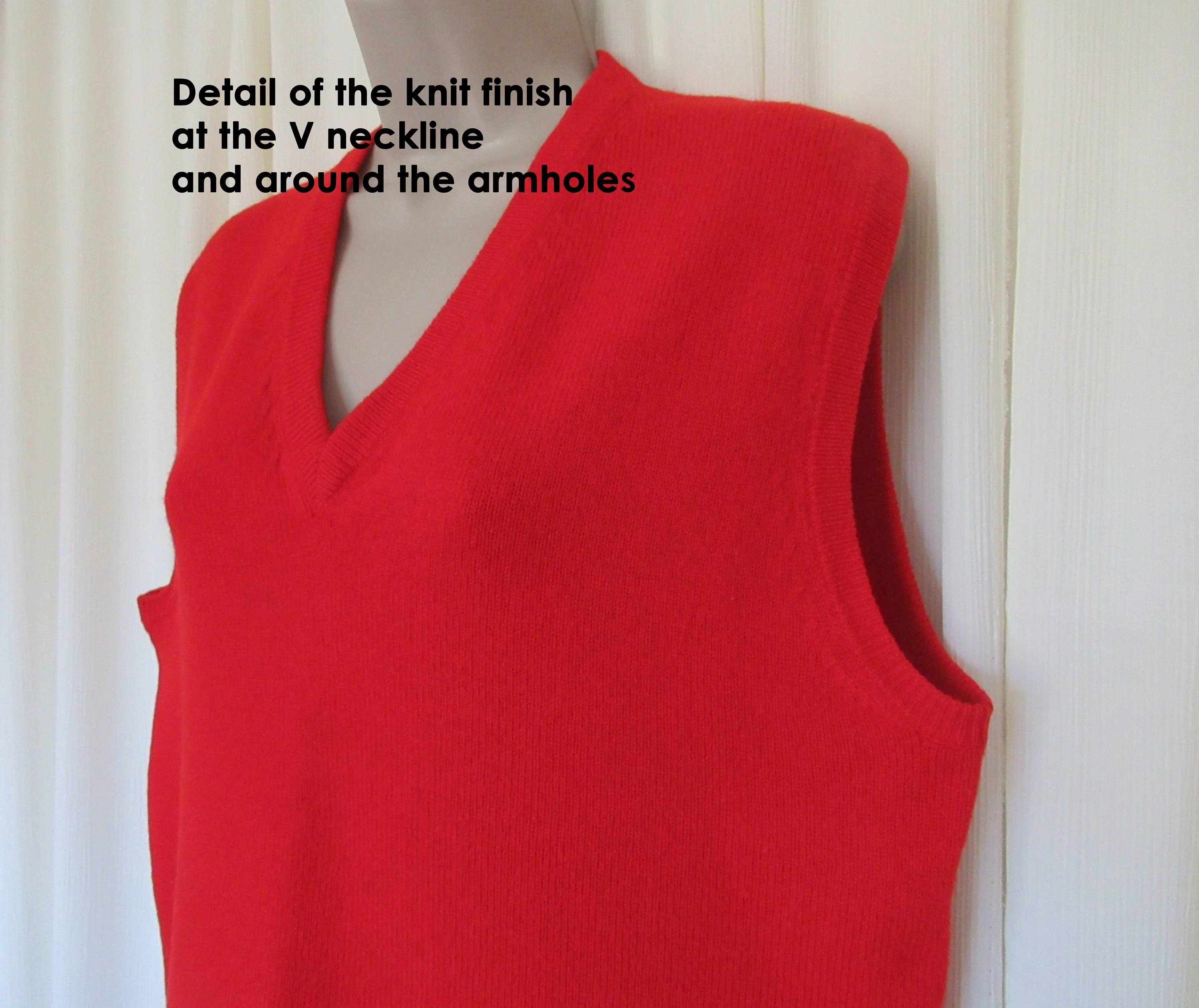 Chest Pullover Red Sweater Made In Dumfries Scotland Mark Shale Pure Lambs Wool Mcgeorge Sleeveless Pullover V-Neck Unisex Classic by Mark Shale - Image 6