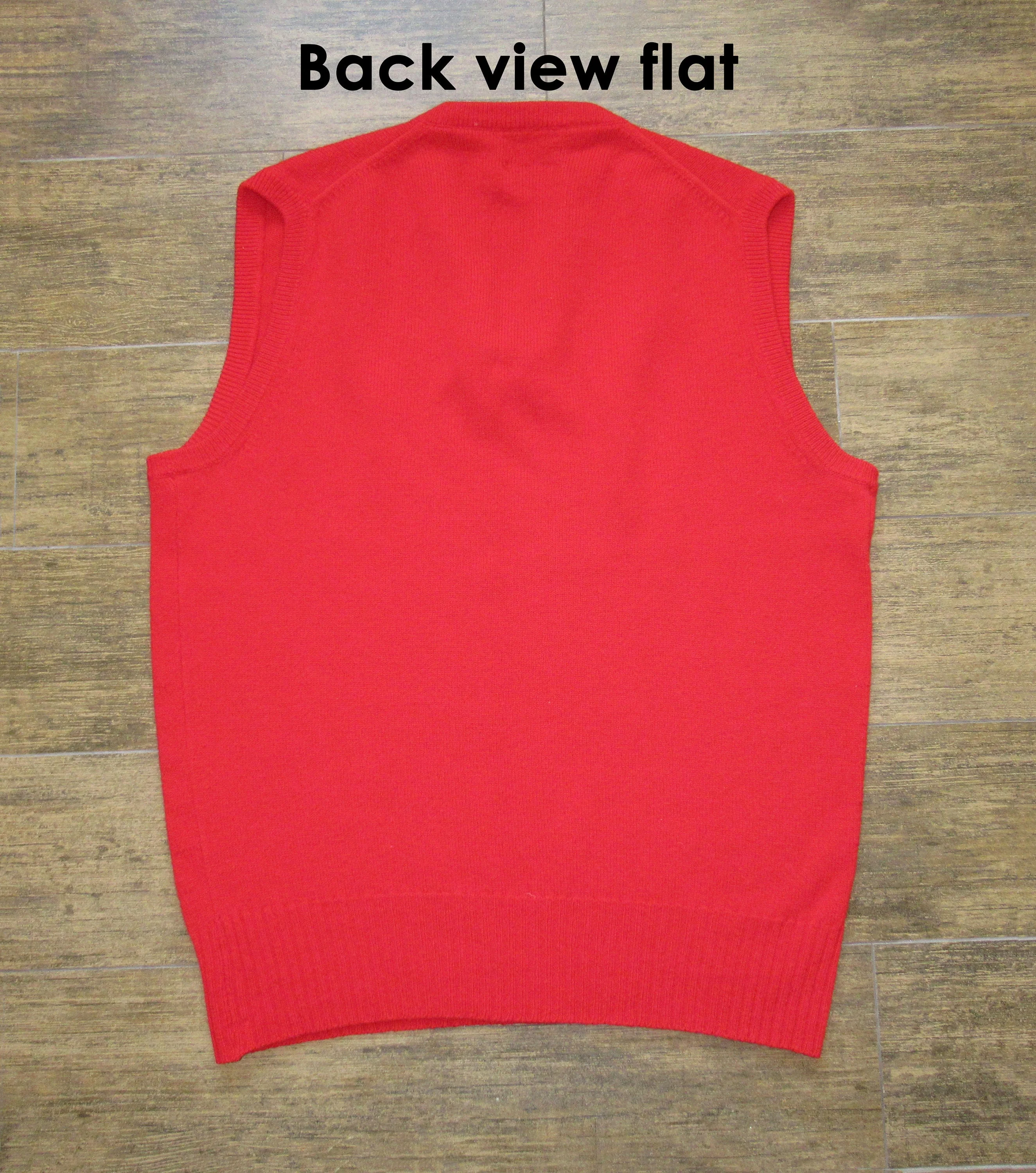 Chest Pullover Red Sweater Made In Dumfries Scotland Mark Shale Pure Lambs Wool Mcgeorge Sleeveless Pullover V-Neck Unisex Classic by Mark Shale - Image 9