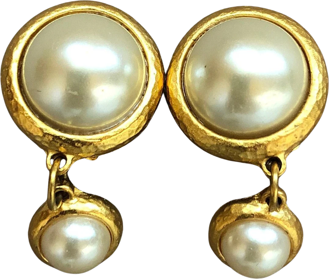 Chic Baroque Drop Pearl Clip On Statement Earrings by Anne Klein