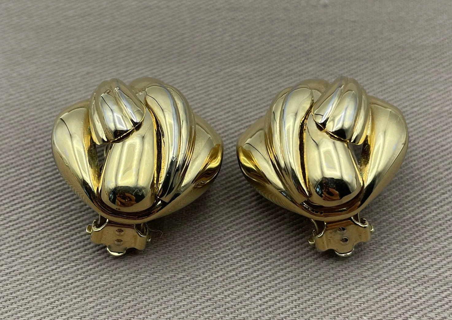 Chic Deco Gold Tone Clip On Statement Earrings by Givenchy - Image 3