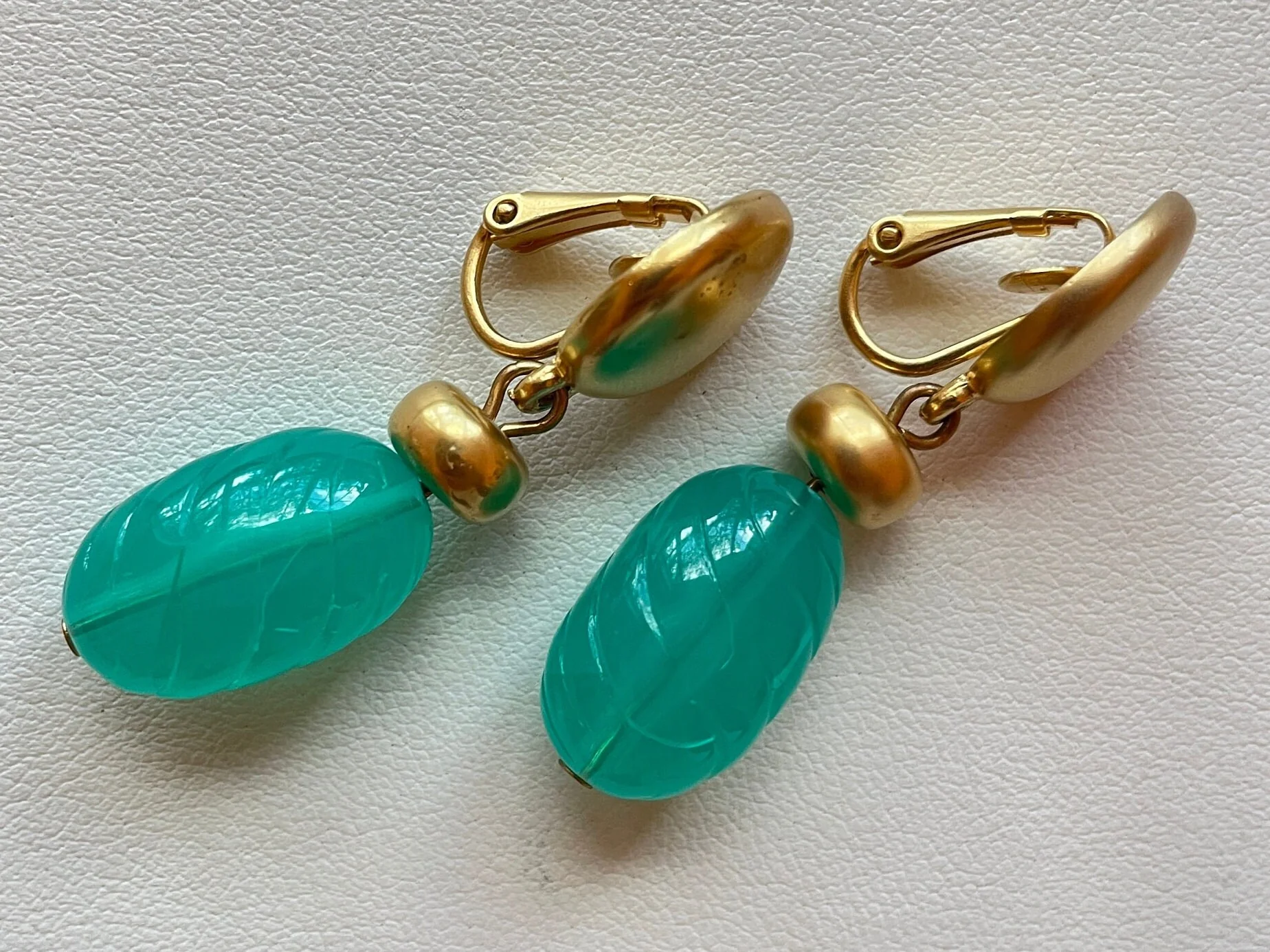 Chic Givenchy Etruscan Faux Jade Clip On Statement Earrings by Givenchy - Image 2