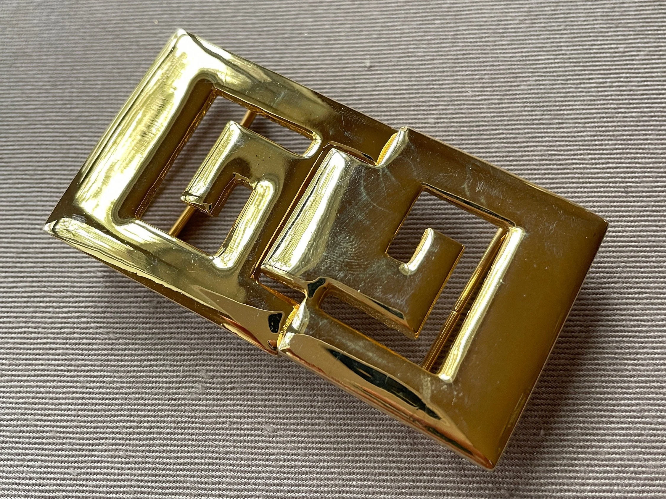 Chic Greek Key Vintage Gold Belt Buckle by Dotty Smith - Image 2