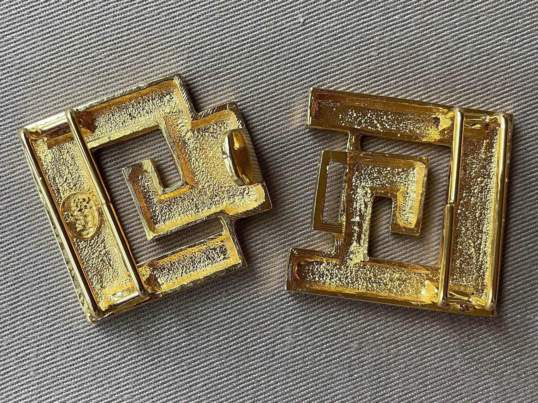 Chic Greek Key Vintage Gold Belt Buckle by Dotty Smith - Image 5