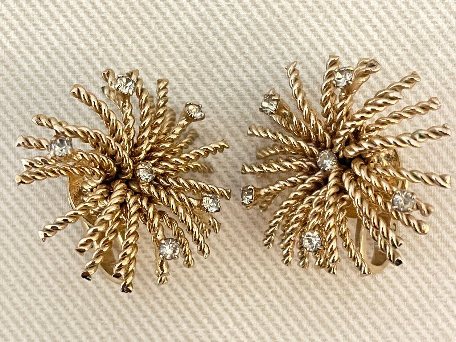 Chic Starburst Bergere Signed Firework Clip-On Statement Earrings by Bergere - Image 2