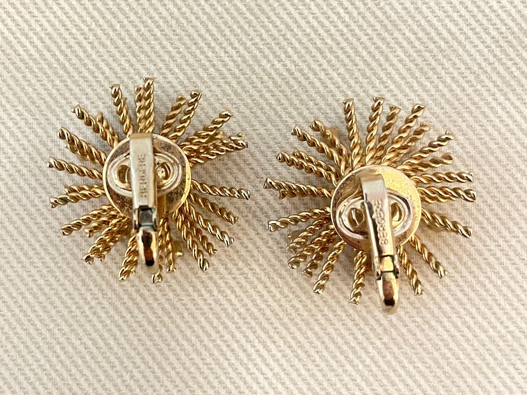 Chic Starburst Bergere Signed Firework Clip-On Statement Earrings by Bergere - Image 4