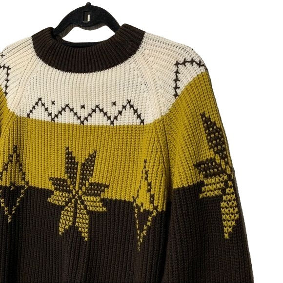 Chocolate Brown Snowflake Chunky Sweater - Image 6