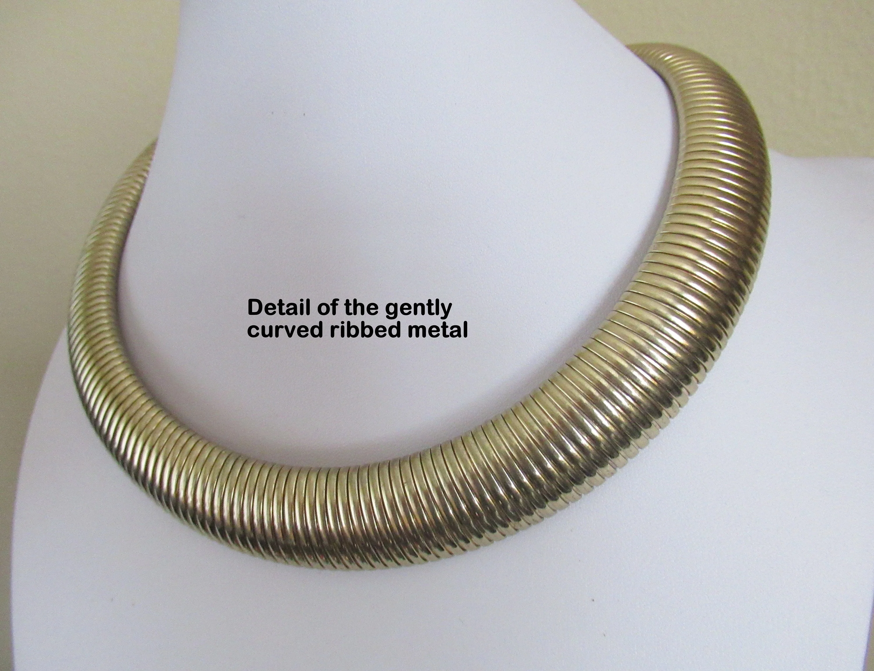 Choker Necklace Gold Tone Metal Wide Fitted Choker Length with Extender Chain and Lobster Claw Clasp a Statement Piece by Graziano - Image 7