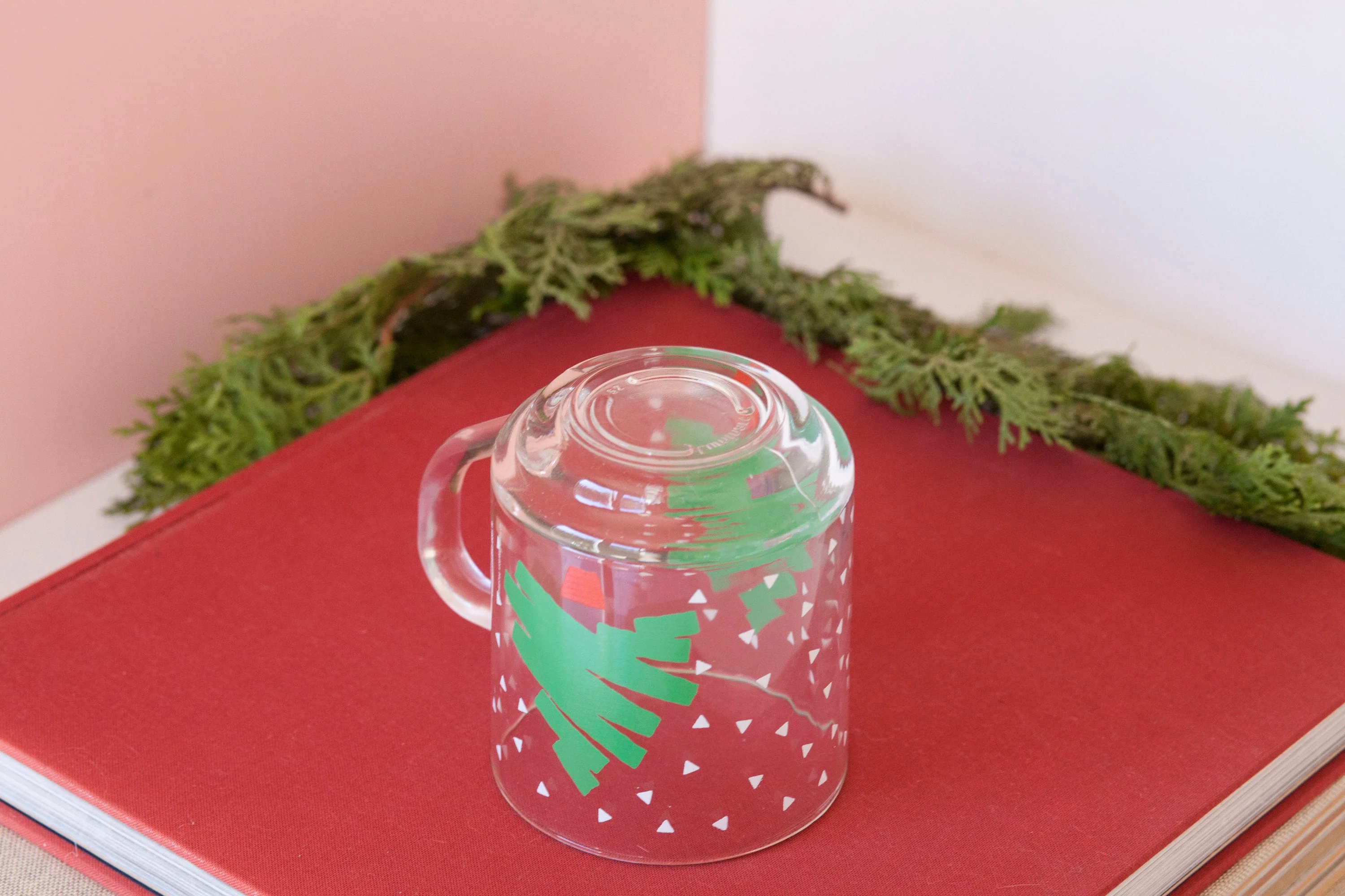 Christmas Tree Coffee Mugs Pair of Two Clear Holiday 80s Dayton Hudson Vintage Luminarc - Image 10