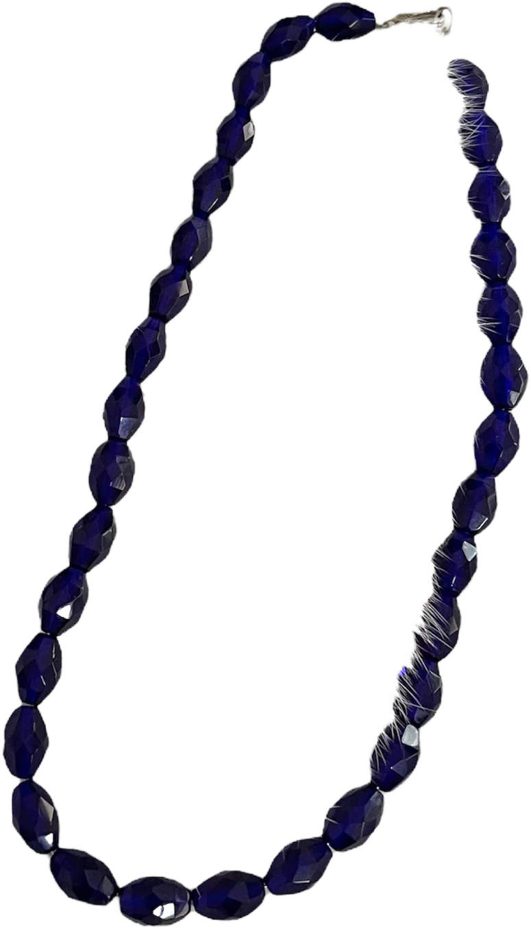 Chunky Cobalt Blue Multifaceted Beaded Necklace