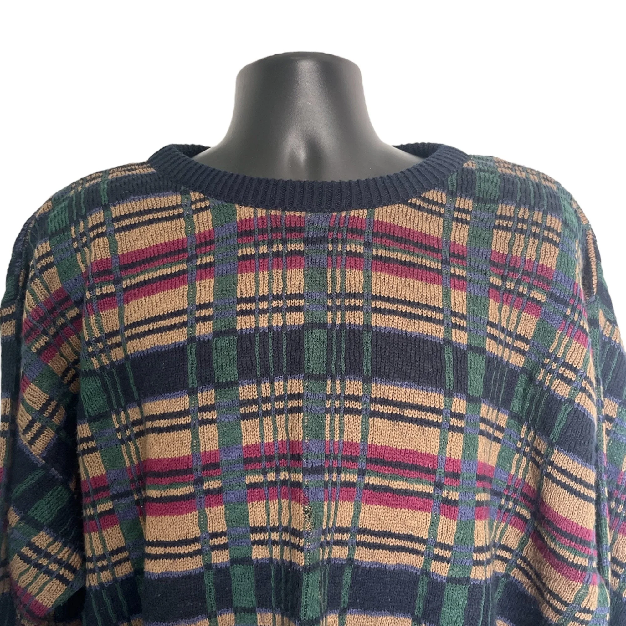 Chunky Vintage Streetwear Grandpa Sweater 80s 90s Dad Biggie Cosby Mens Grunge Plaid Stripe Slouchy Aesthetic by Private Club - Image 2