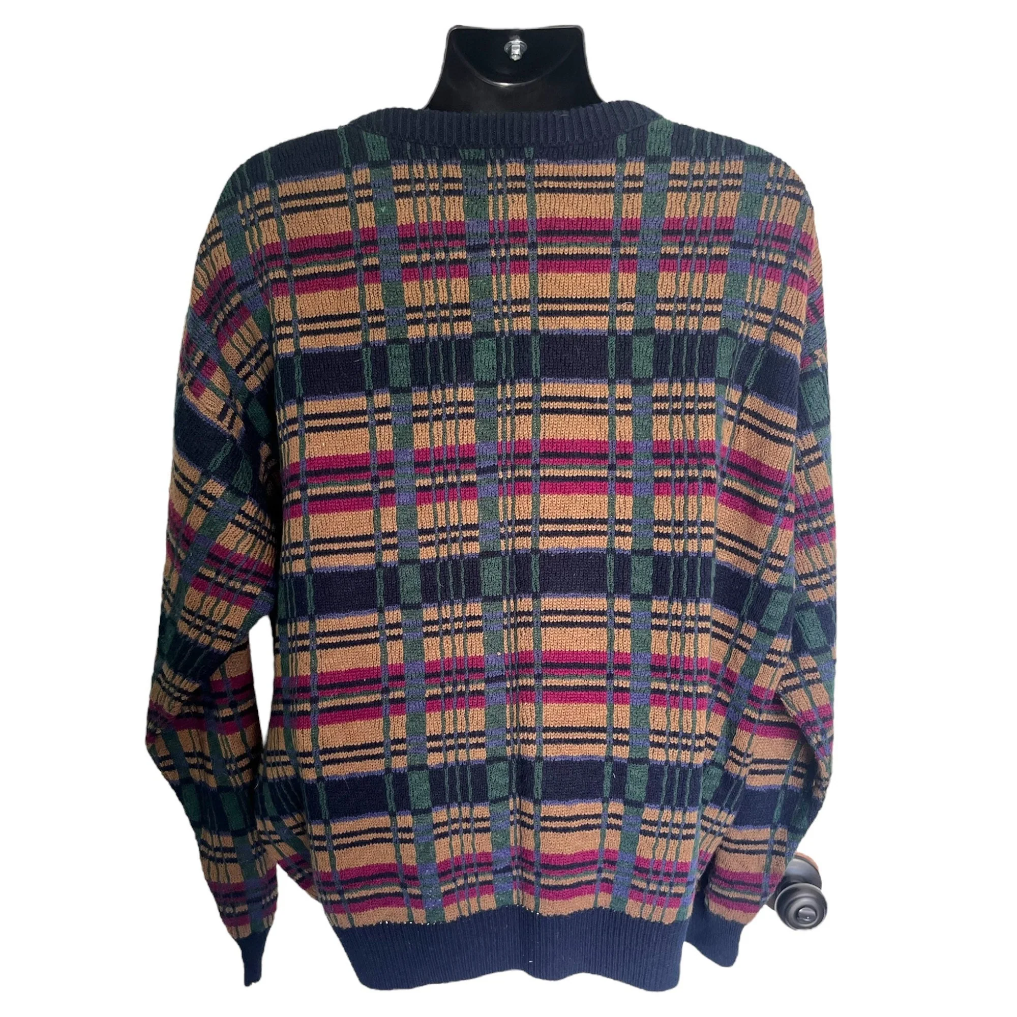 Chunky Vintage Streetwear Grandpa Sweater 80s 90s Dad Biggie Cosby Mens Grunge Plaid Stripe Slouchy Aesthetic by Private Club - Image 4