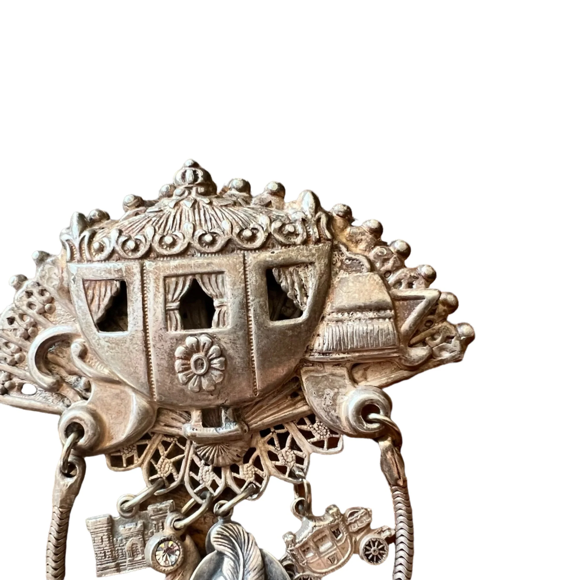 Cinderella Carriage Brooch With Dangle Charms - Image 8
