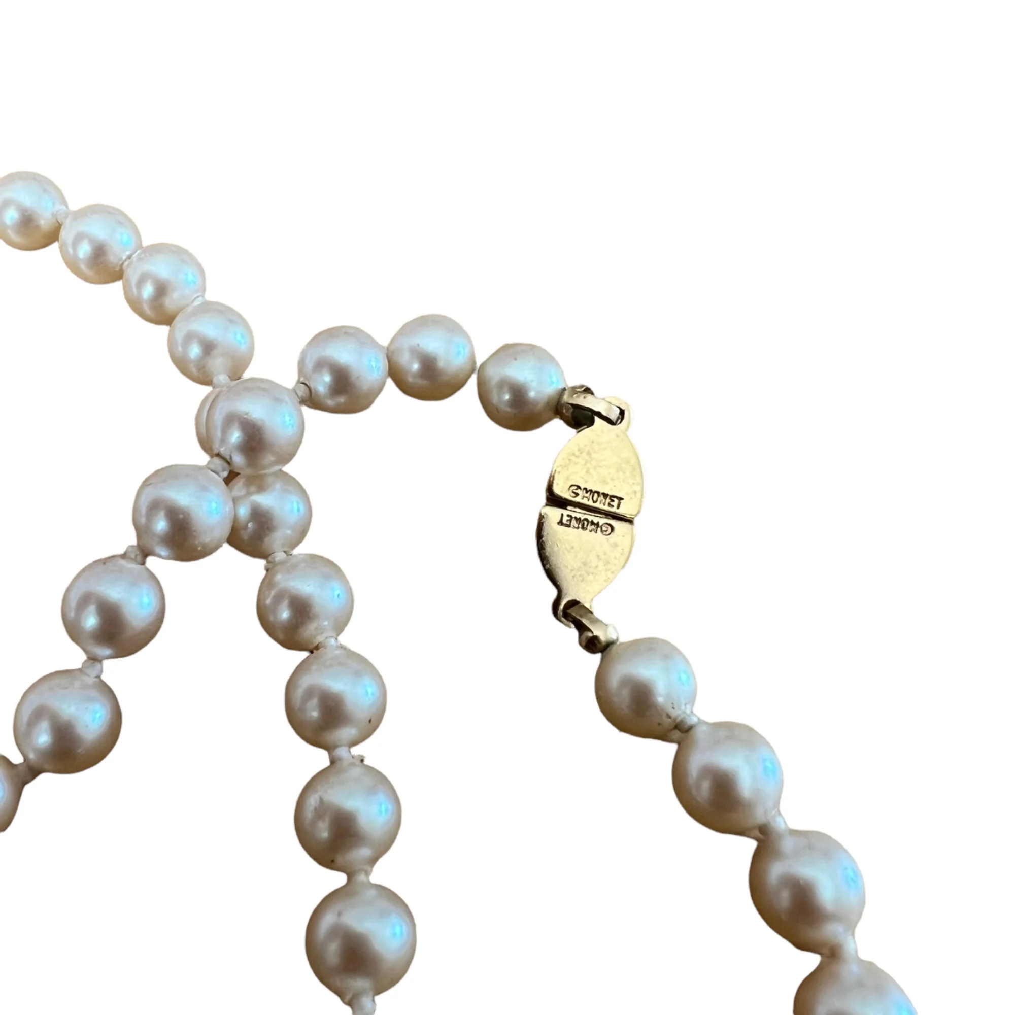 Classic Costume Pearl Necklace 20" Strand By Monet - Image 4