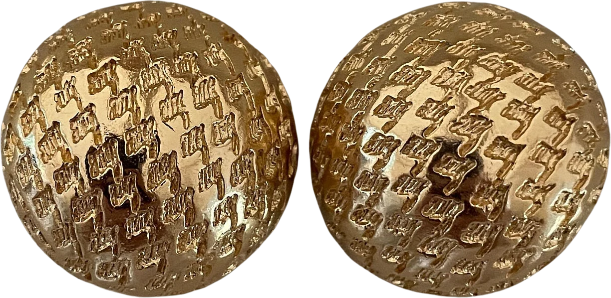 Classic Etched Gold Tone Dome Clip On Statement Earrings by Dior
