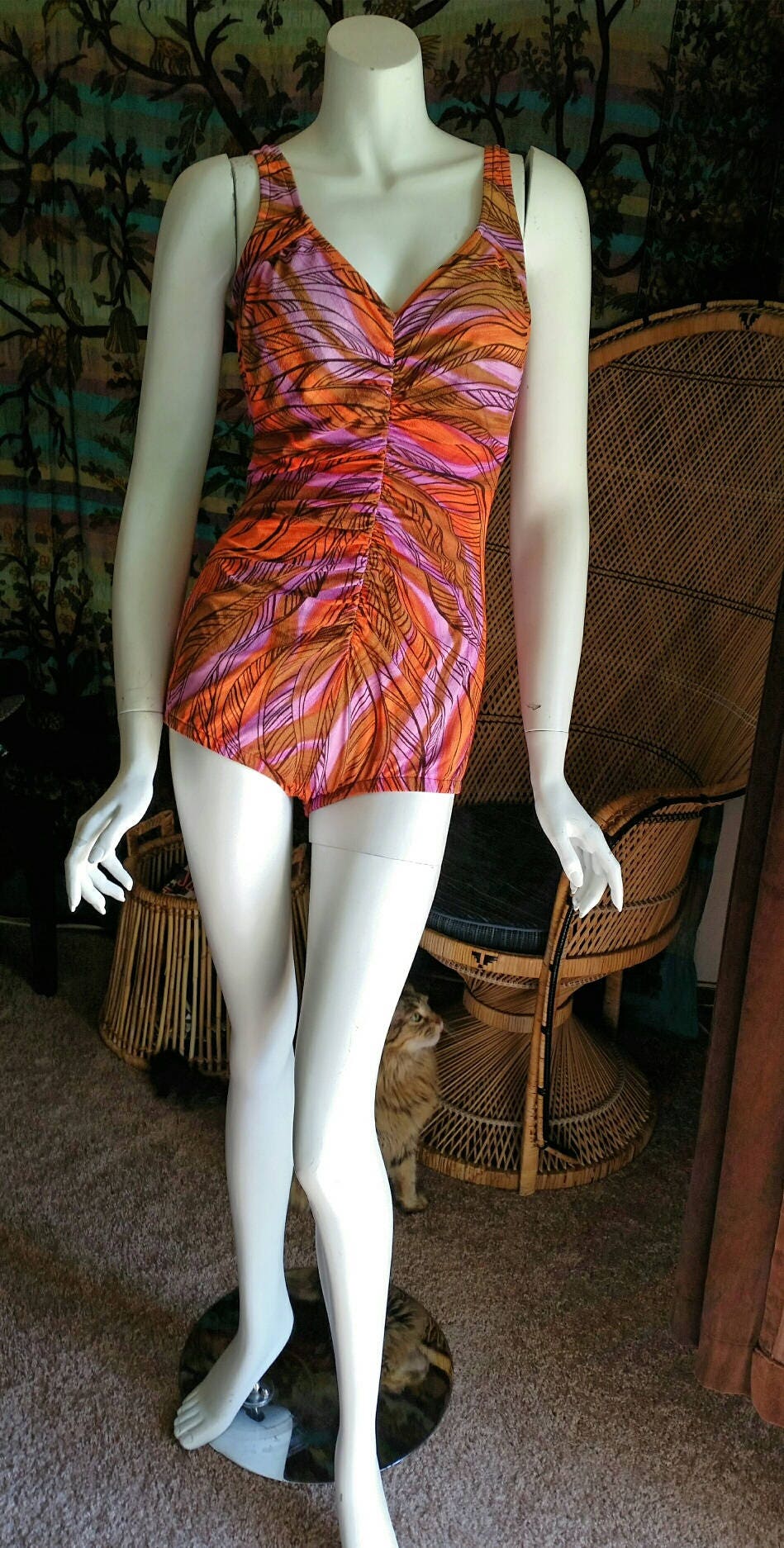 Clearance 70s Ruched Swimsuit One Piece Swimsuit Vintage Swimsuit Sm - Image 6