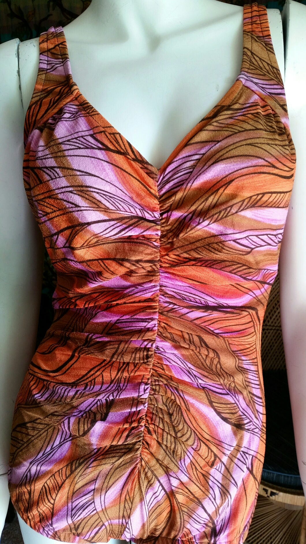 Clearance 70s Ruched Swimsuit One Piece Swimsuit Vintage Swimsuit Sm - Image 7