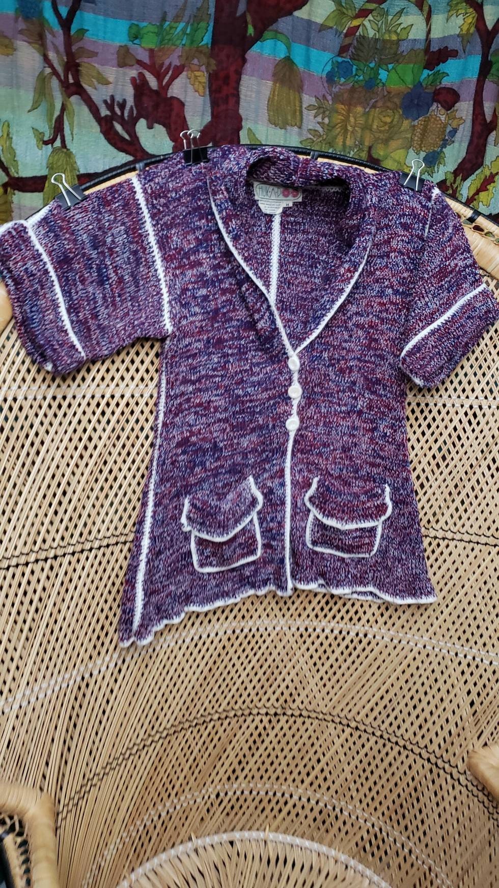 Clearance 80s Berry Knit Short Sleeve Cardigan by Huk-a-poo - Image 3