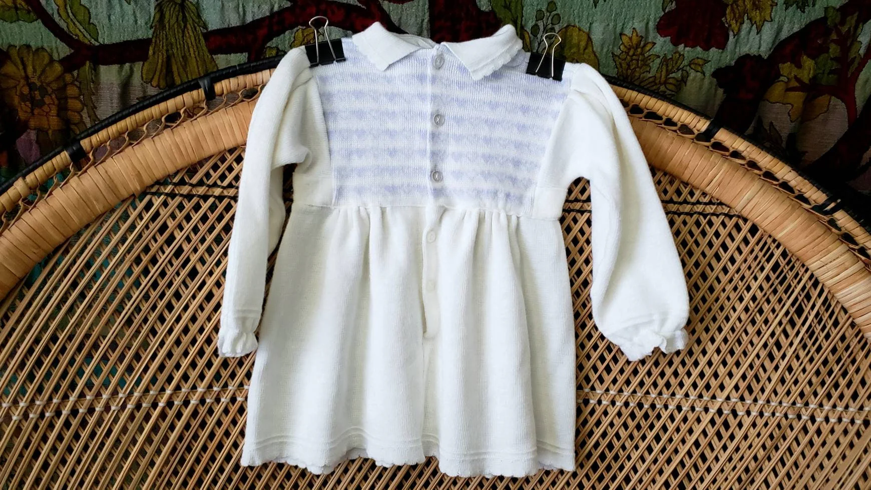 Clearance 80s Heart Knit Vintage Baby Purple Heart White Knit Dress 24m by Friemanit - Image 8