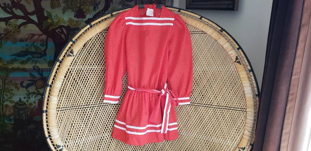 Clearance 80s Red Polka Dot Girls Dress Girls 6x by Love - Image 3