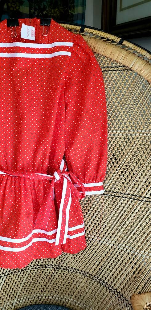 Clearance 80s Red Polka Dot Girls Dress Girls 6x by Love - Image 4