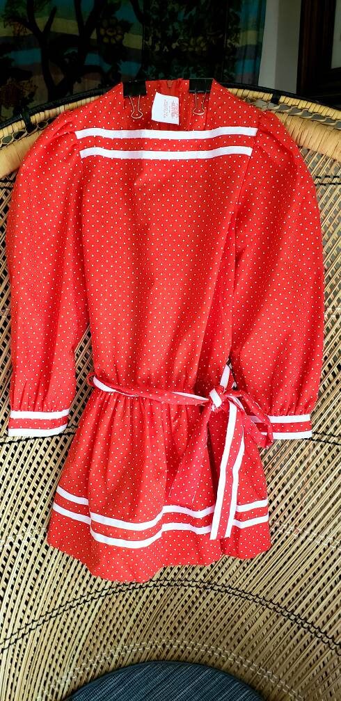 Clearance 80s Red Polka Dot Girls Dress Girls 6x by Love - Image 5