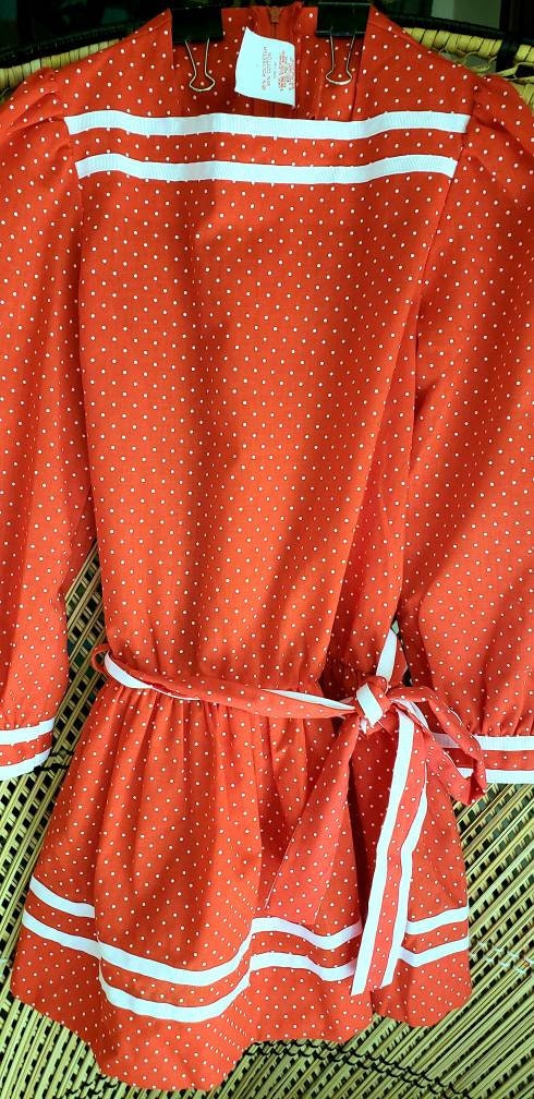Clearance 80s Red Polka Dot Girls Dress Girls 6x by Love - Image 6