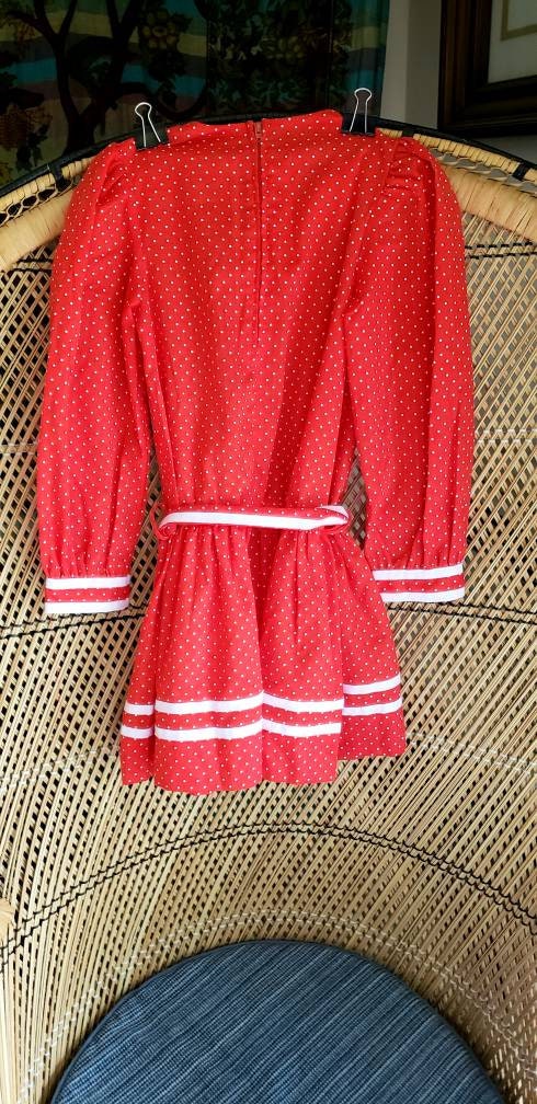 Clearance 80s Red Polka Dot Girls Dress Girls 6x by Love - Image 7