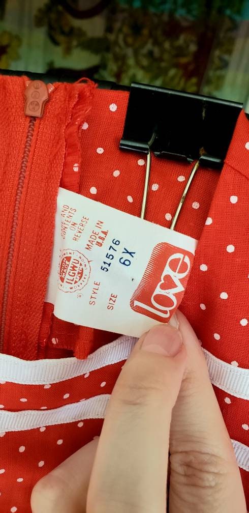 Clearance 80s Red Polka Dot Girls Dress Girls 6x by Love - Image 8