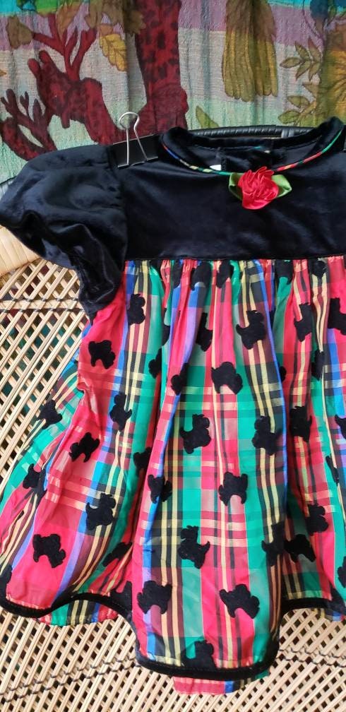 Clearance 90s Plaid Black Scottish Terriers Dress 18m by Bonnie Baby - Image 4