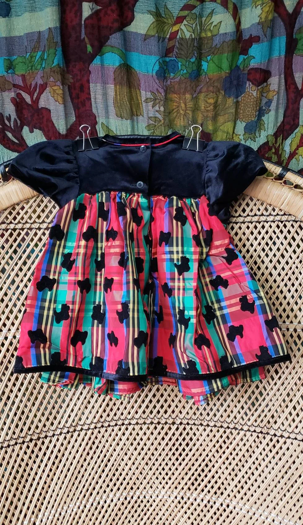 Clearance 90s Plaid Black Scottish Terriers Dress 18m by Bonnie Baby - Image 5