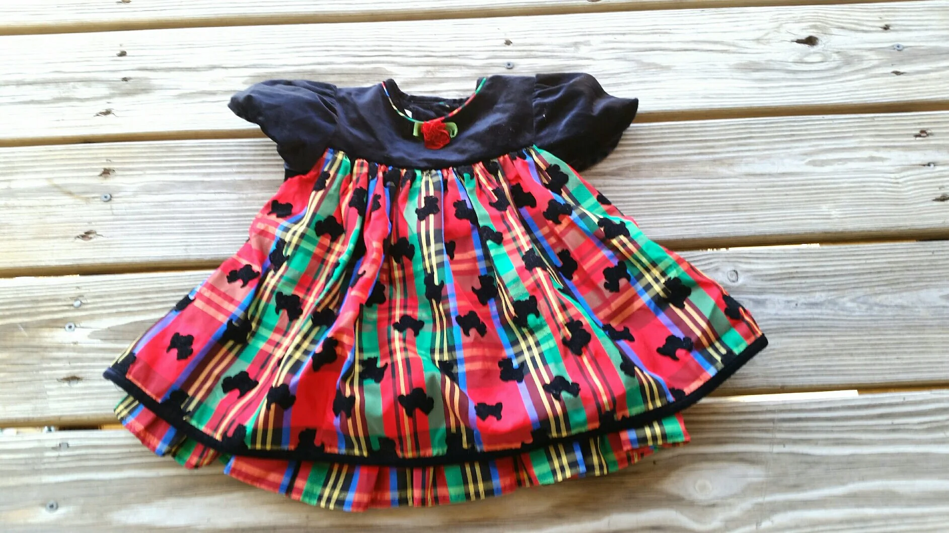 Clearance 90s Plaid Black Scottish Terriers Dress 18m by Bonnie Baby - Image 7