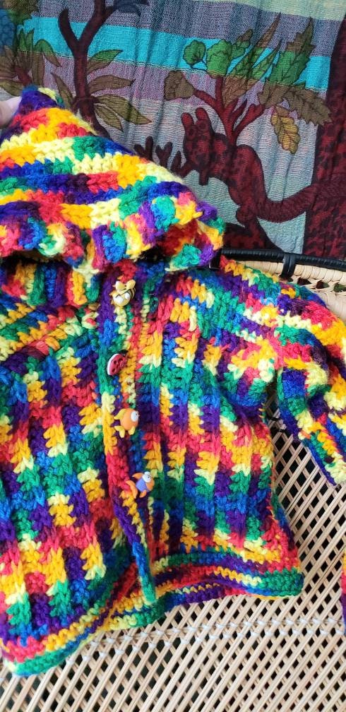 Clearance 90s Rainbow Baby Knit Sweater Jacket and Pants Set Rainbow Baby Set with Fun Buttons - Image 7