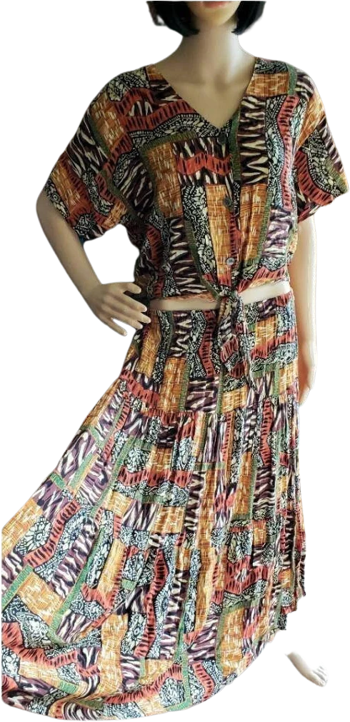 Clearance 90s Tie Top and Skirt Set Vintage Summer Md by Options Melrose