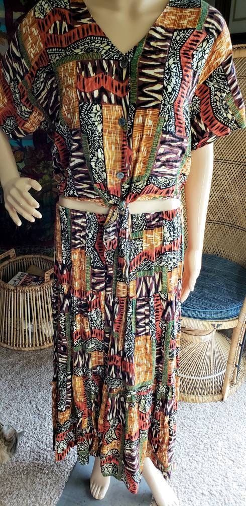 Clearance 90s Tie Top and Skirt Set Vintage Summer Md by Options Melrose - Image 6