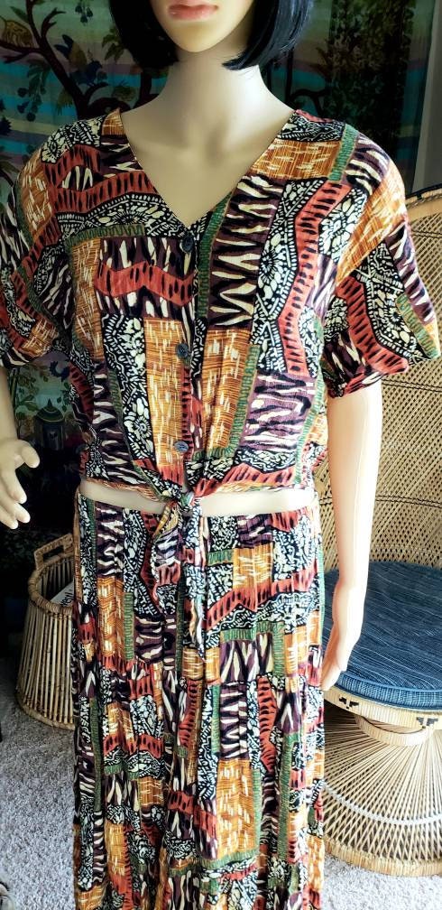 Clearance 90s Tie Top and Skirt Set Vintage Summer Md by Options Melrose - Image 8