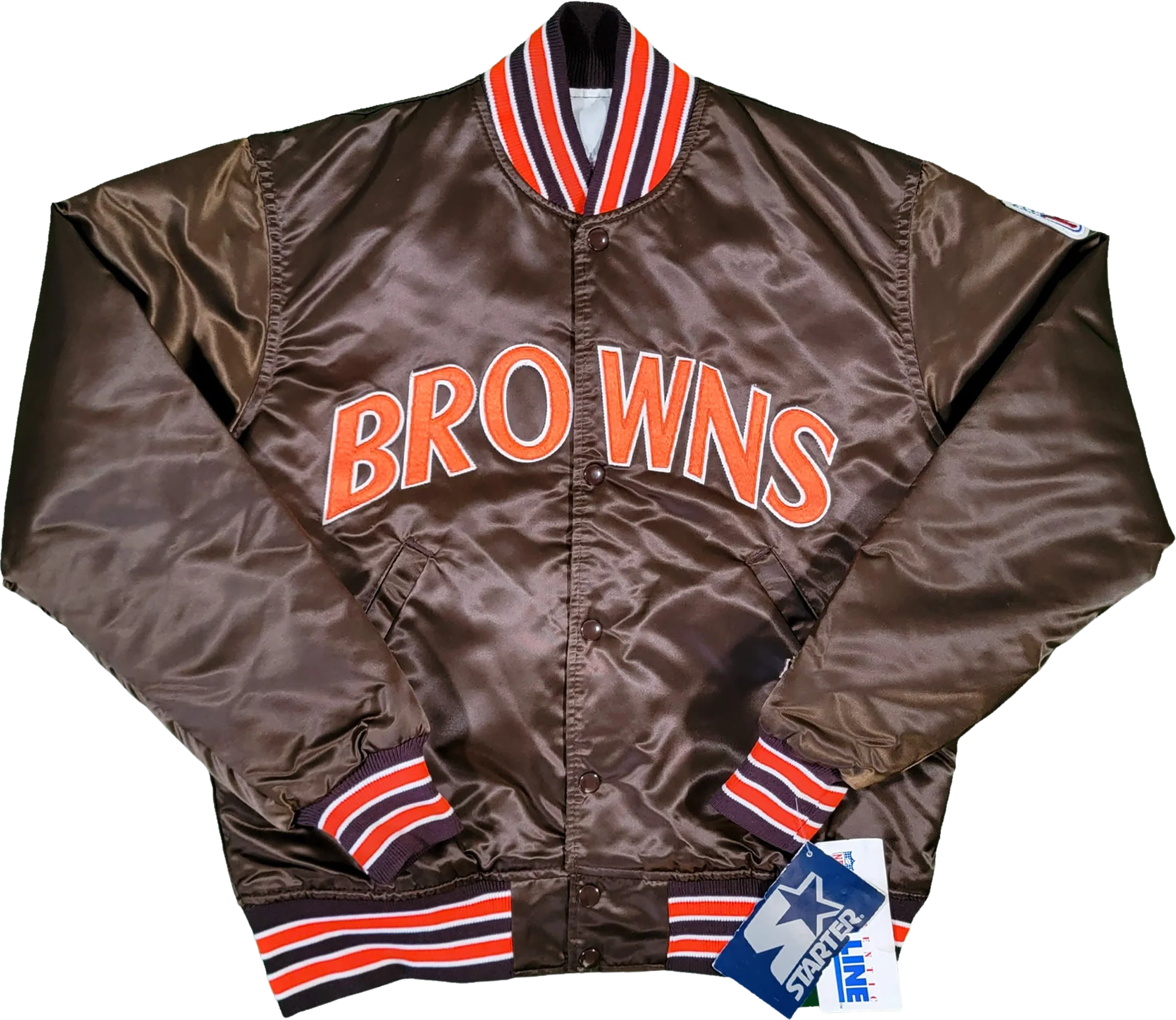 Cleveland Browns Vintage 80s Starter Satin Bomber Jacket Nfl Football Brown Coat Size M by Starter