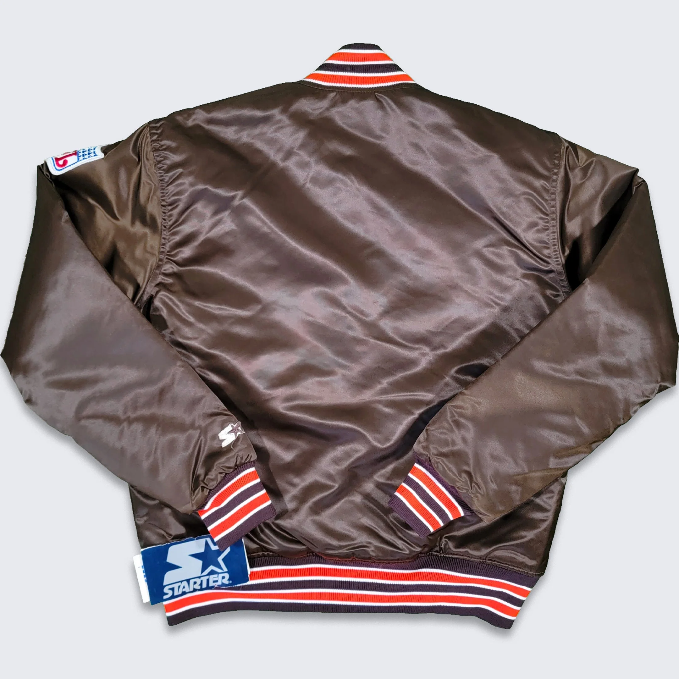 Cleveland Browns Vintage 80s Starter Satin Bomber Jacket Nfl Football Brown Coat Size M by Starter - Image 2