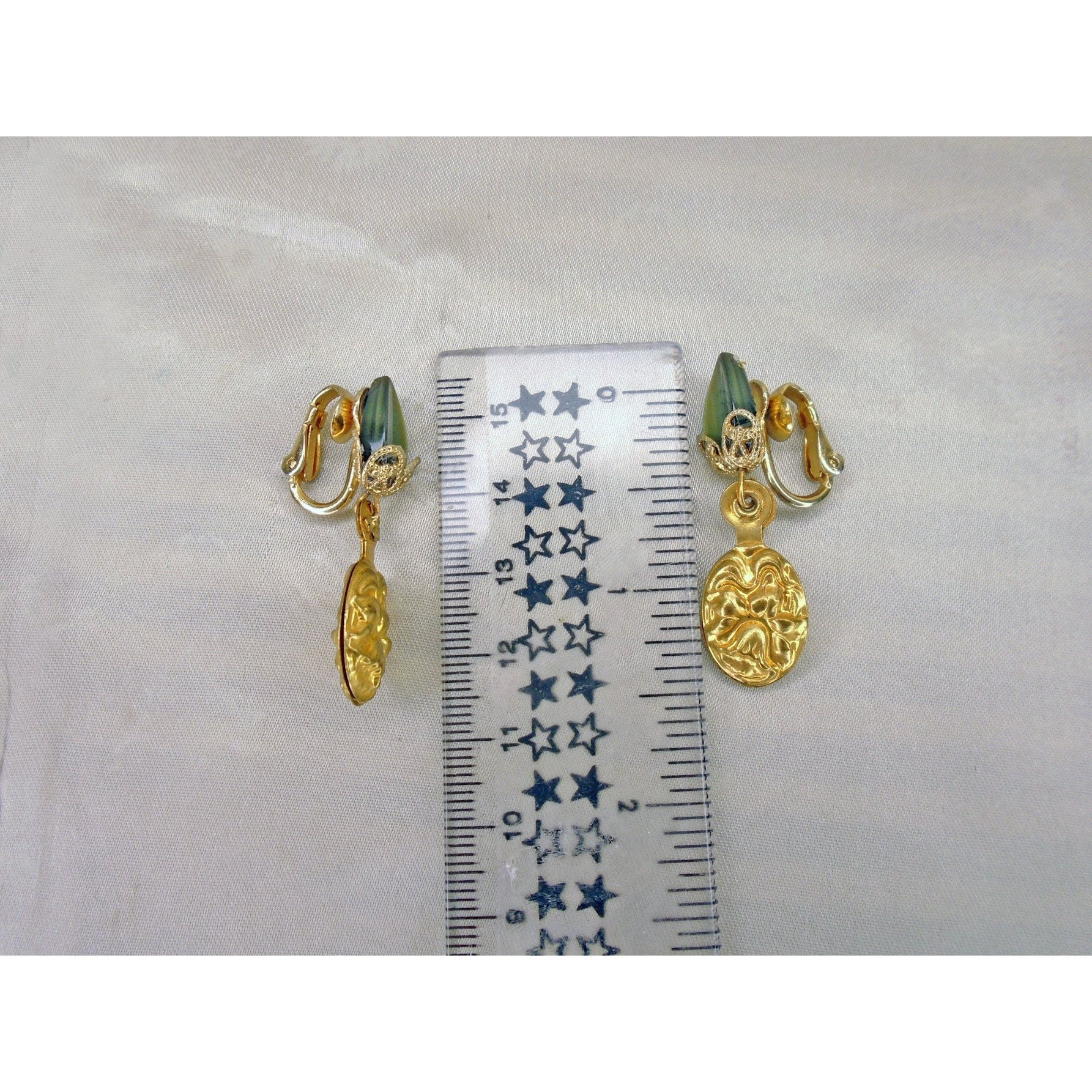 Clip On Dangle Earrings Made With Vintage - Image 4
