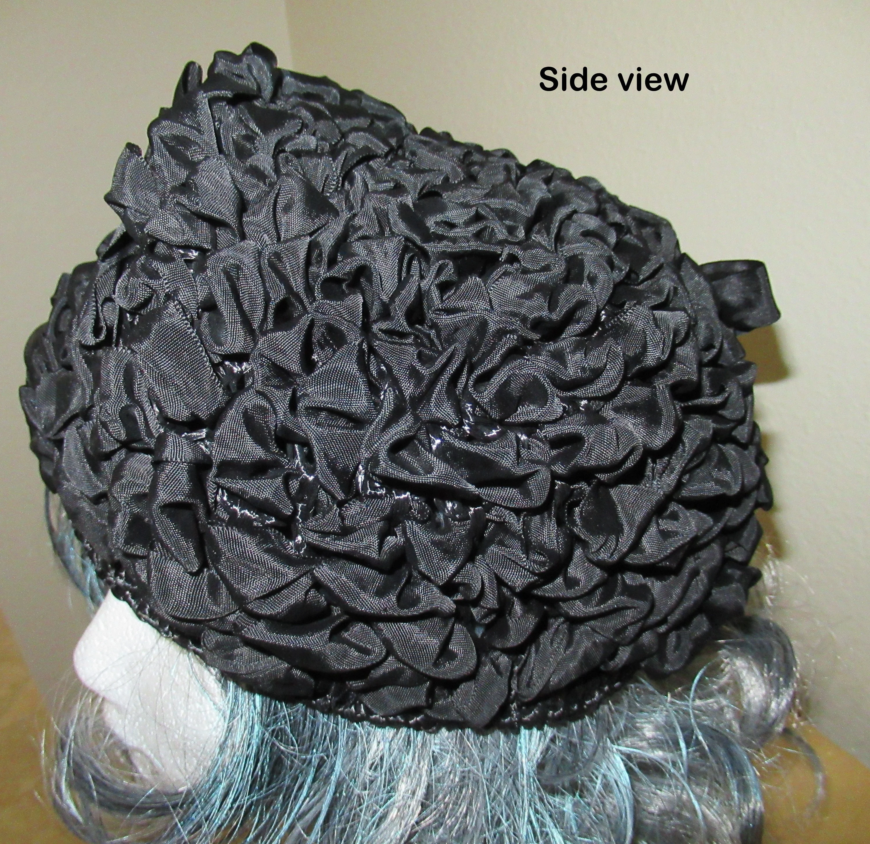 Cloche Hat Black Raffia and Ribbon Woven Crush-Able Versatile Unlined No Logo Intact Easy To Wear Fits Many Head S Vintage - Image 5