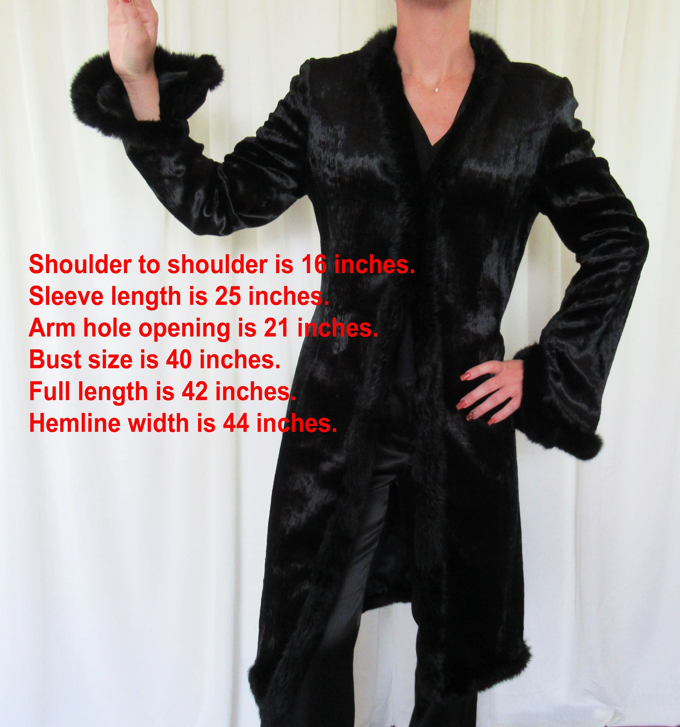 Coat Jacket Max Studio Black Velvet with Faux Fur Trim Open Front Made In Hong Kong Fully Lined Rayon Cotton Polyester Mix by Max Studio - Image 3