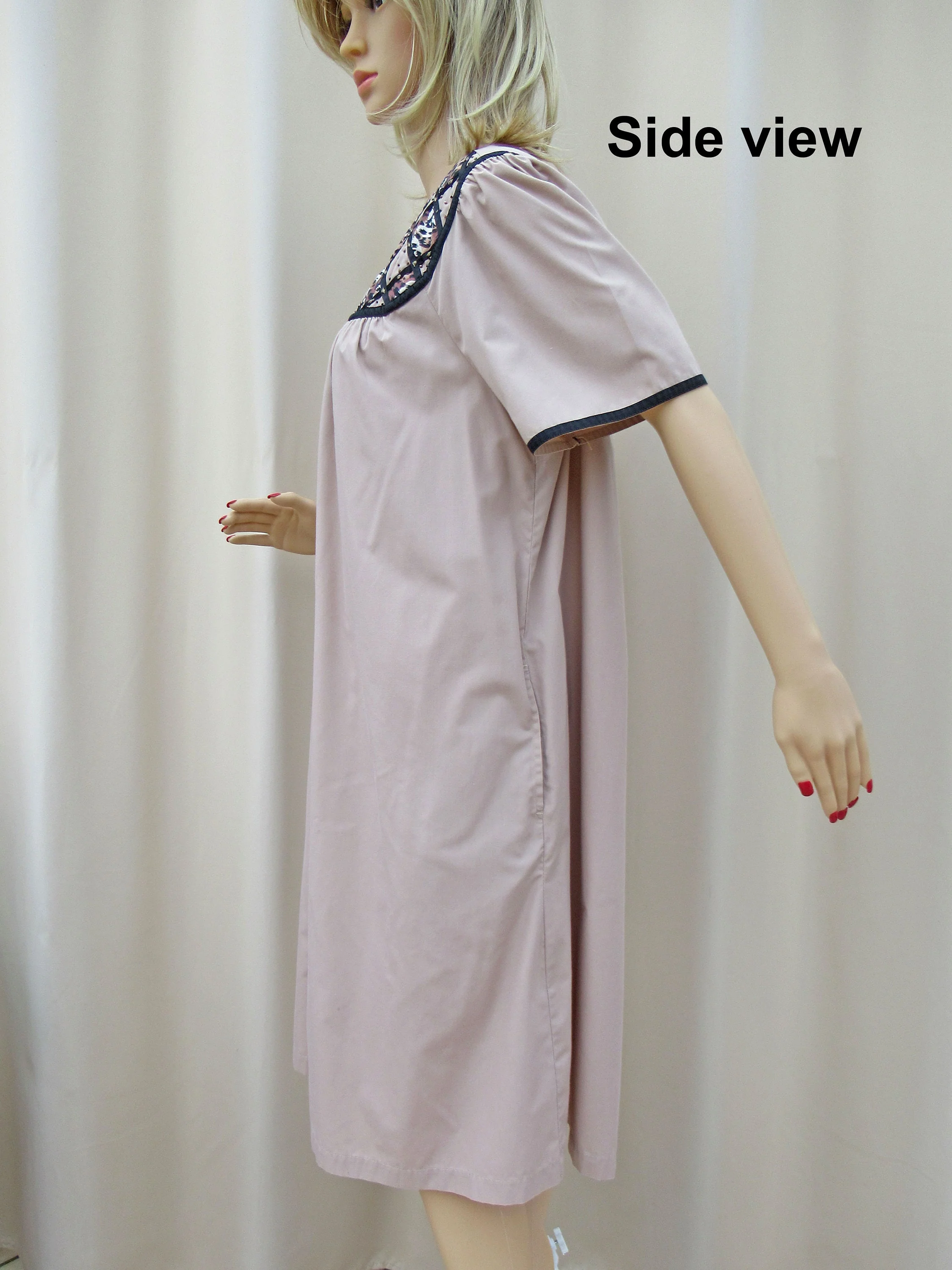 Coat Robe Mocha Brown Quilted Animal Print Yoke Knee Length Front Snaps Polyester Cotton Mix by Go Softly Models - Image 7