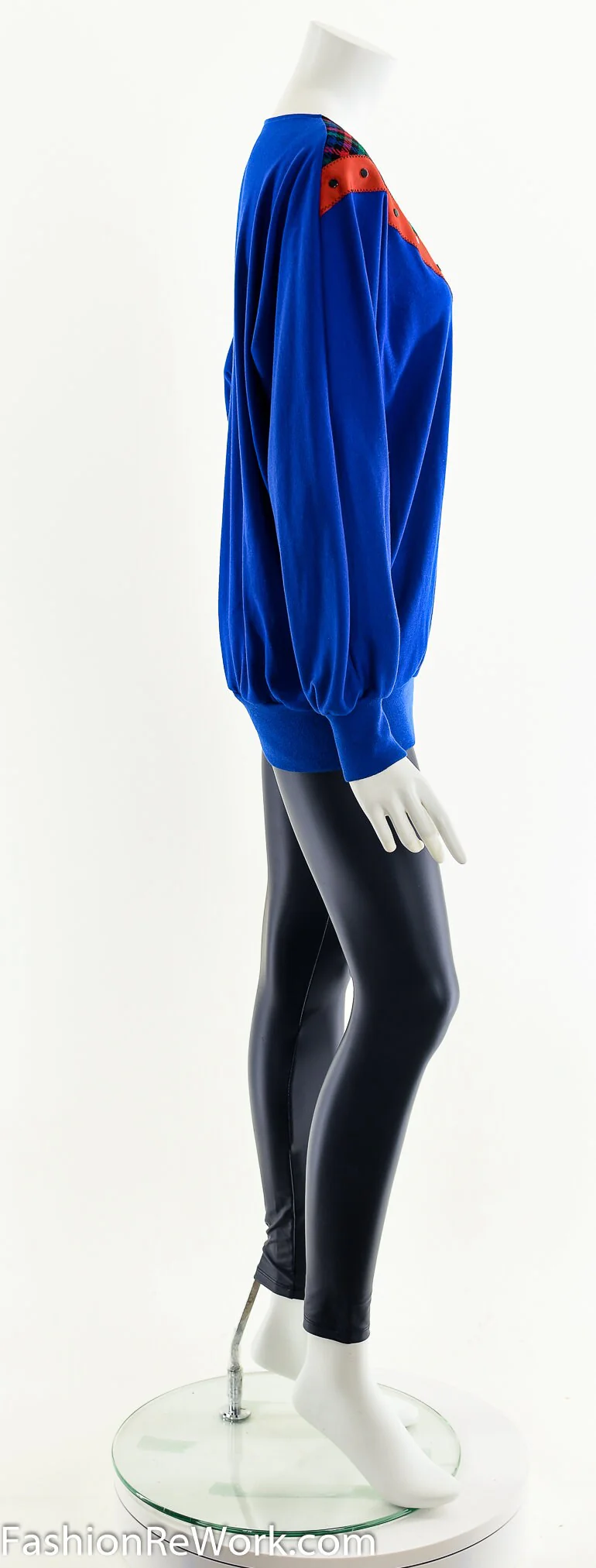 Cobalt and Plaid Asymmetric Sweatshirt by Fettucini - Image 5